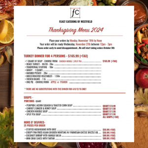 Feast Catering Thanksgiving Menu